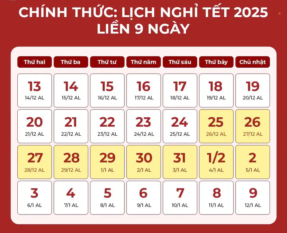 Lịch nghỉ tết Nguyên Đán 2025 và những gợi ý hoàn hảo cùng Private Taxi Hồ Tràm Lịch nghỉ tết Nguyên Đán 2025 và những gợi ý hoàn hảo cùng Private Taxi Hồ Tràm